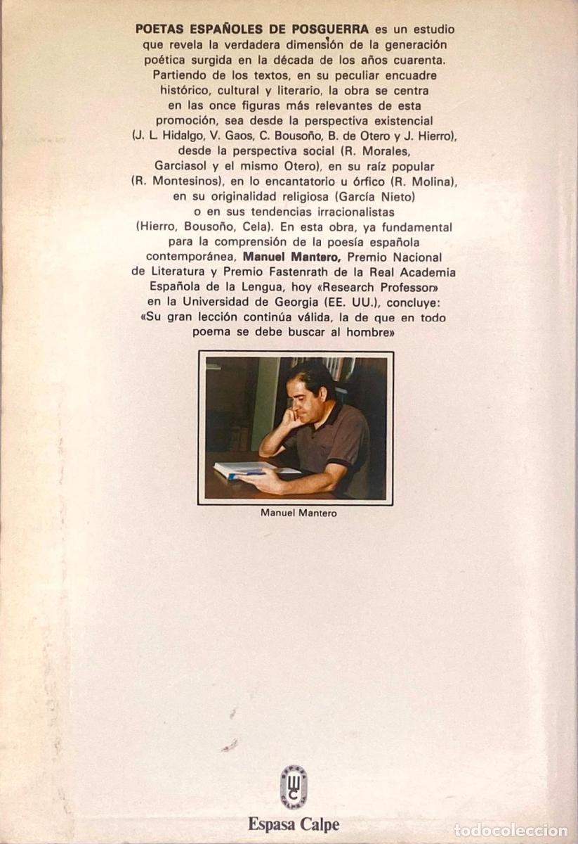 Libros: POETAS ESPA&Ntilde;OLES DE POSGUERRA - Manuel Mantero - Foto 2