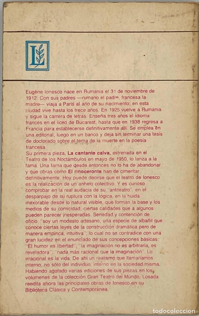 Libros: EL RINOCERONTE - Eugene Ionesco - Foto 2