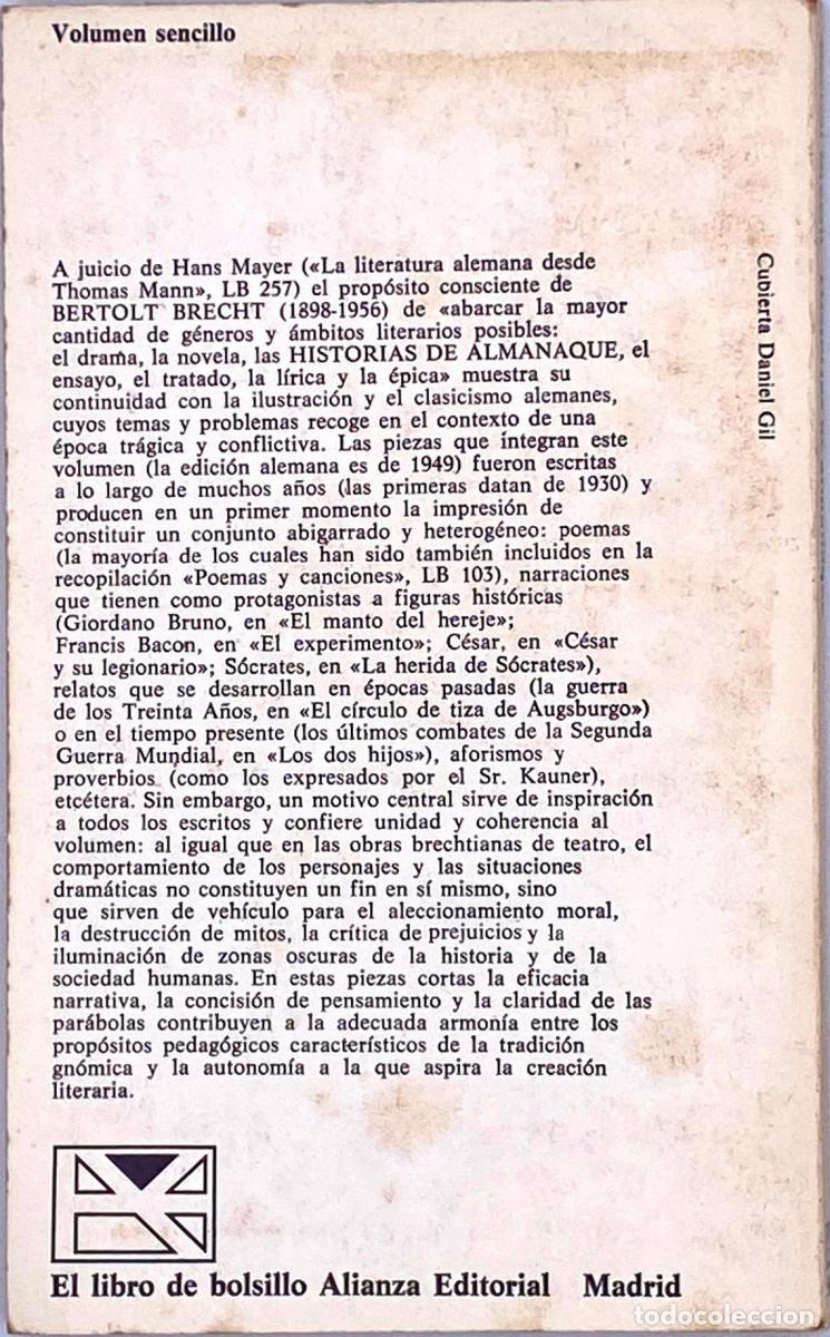 Libros: HISTORIAS DE ALMANAQUE - Bertolt Brecht - Foto 2