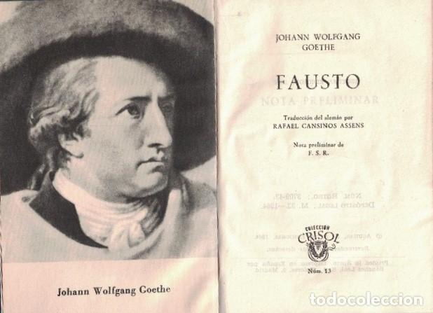 Libros: FAUSTO. - Wolfgang Goethe. Johann, - Foto 1