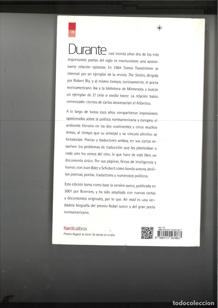 Libros: AIR MAIL. TOMAS TRANSTROMER - ROBERT BLAY. CORRESPONDENCIA 1964-1990. - Foto 2