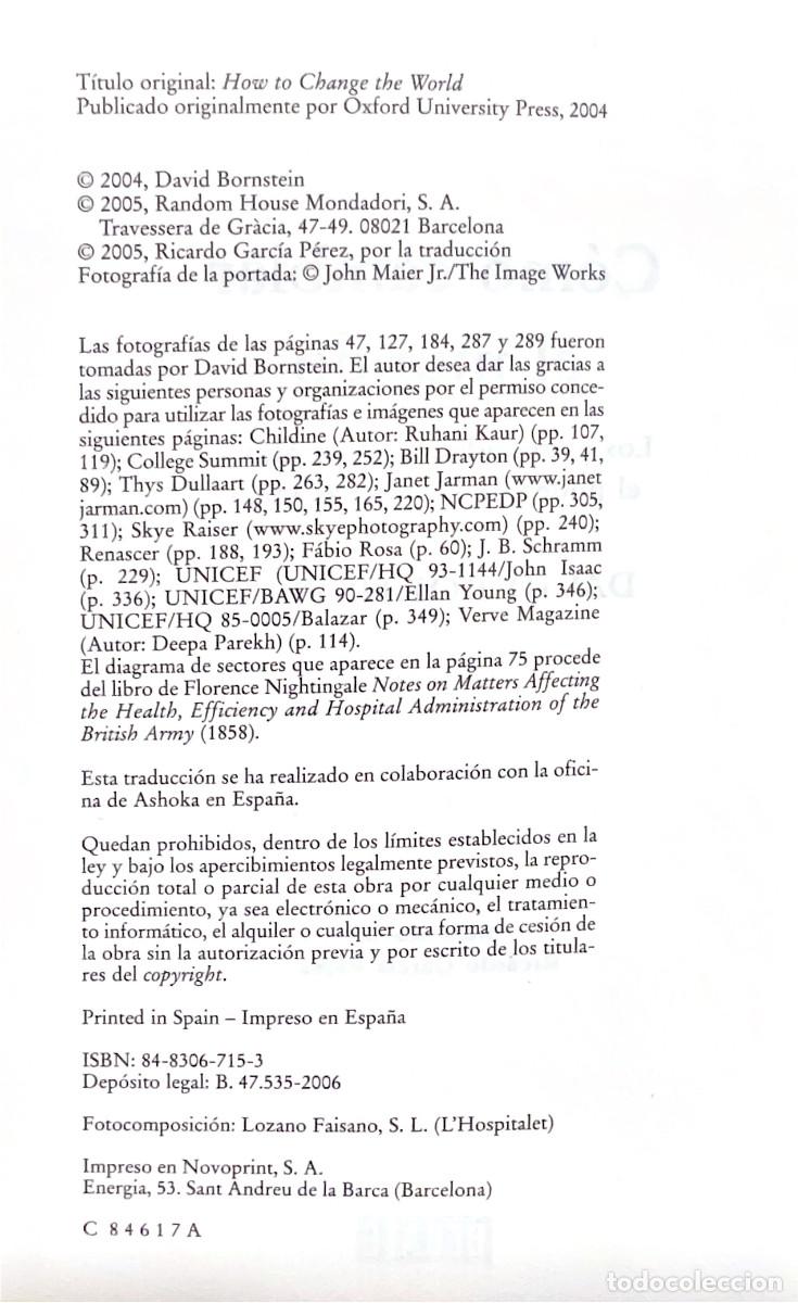 Libros: FT0808. Libro: Como cambiar el mundo. Autor: David Bornstein - Foto 3