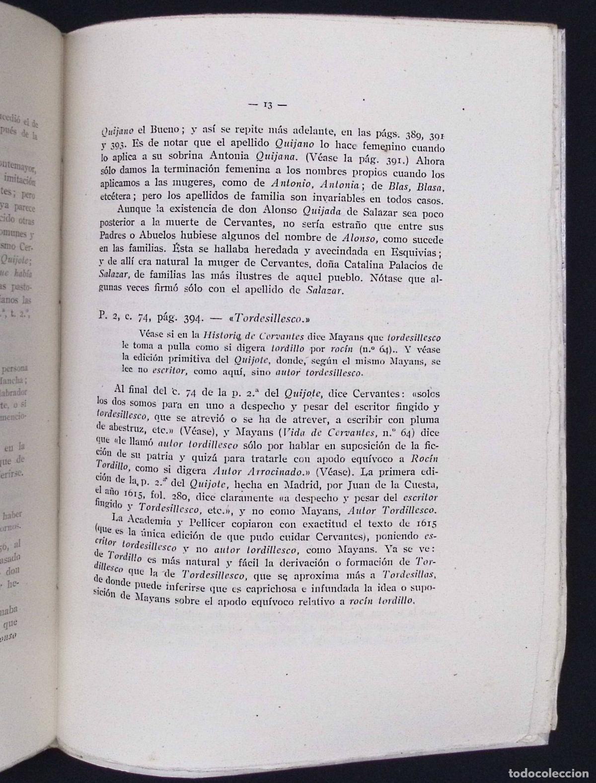 Libros: NOTAS CERVANTINAS. - FERN&Aacute;NDEZ DE NAVARRETE, Mart&iacute;n. - Foto 4