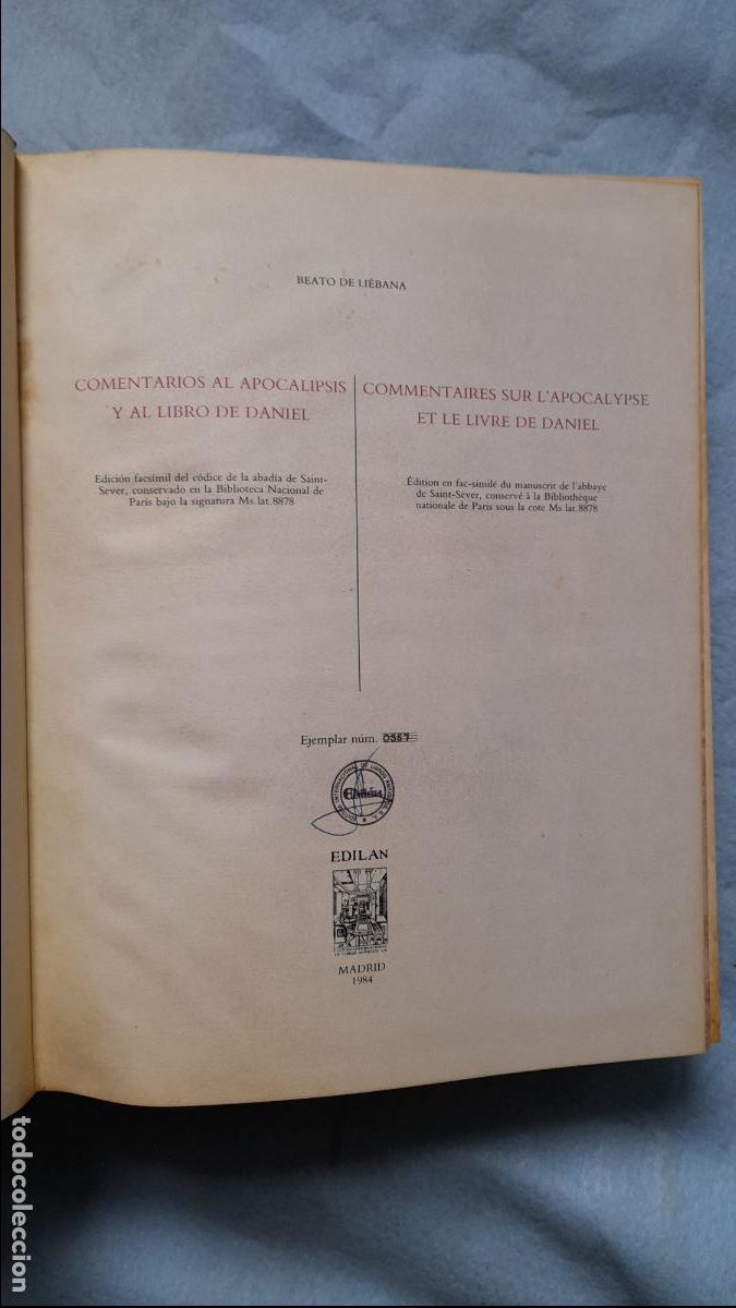 Libros: C&oacute;dice. Comentarios al Apocalipsis y al Libro de Daniel. Beato de Li&eacute;bana. Edici&oacute;n 2.000 Ejemplares - Foto 2