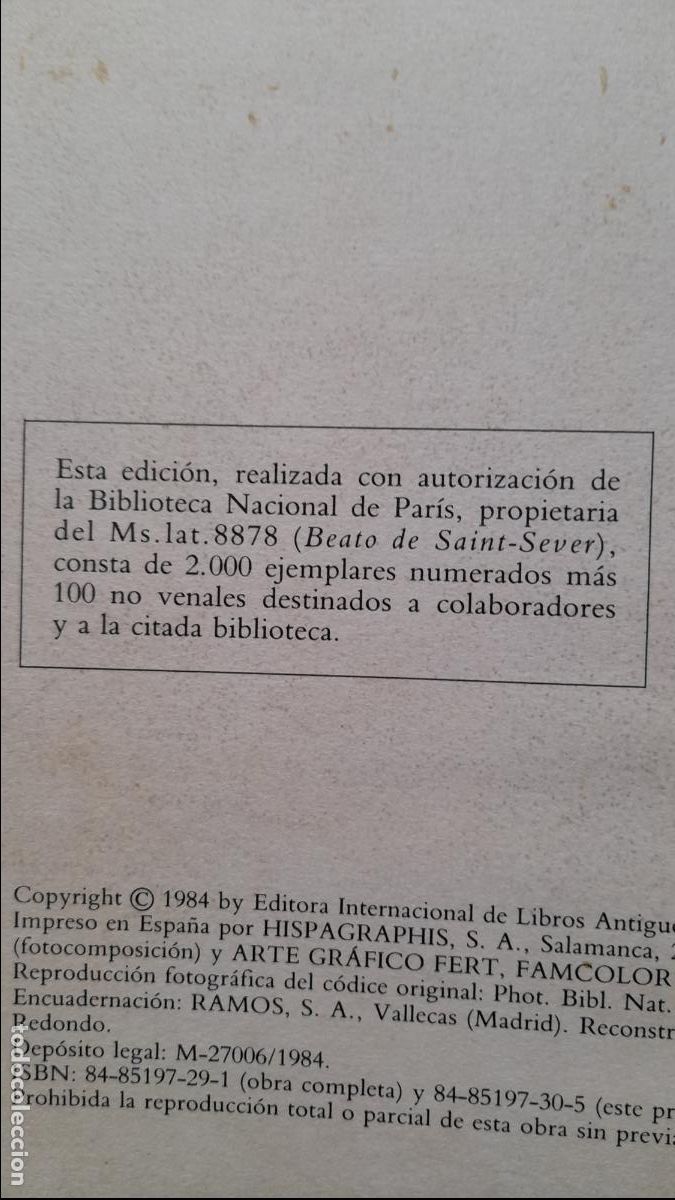Libros: C&oacute;dice. Comentarios al Apocalipsis y al Libro de Daniel. Beato de Li&eacute;bana. Edici&oacute;n 2.000 Ejemplares - Foto 13