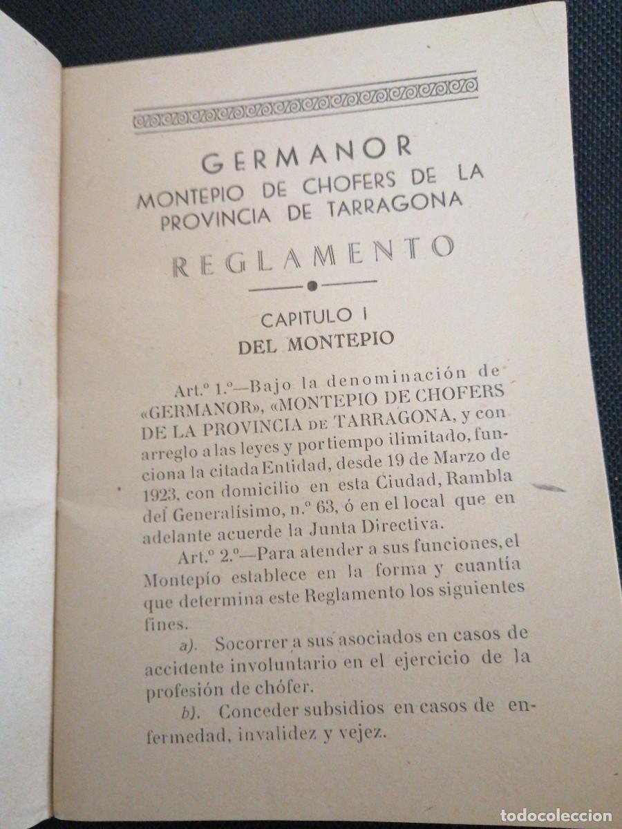 Libros: Reglamento montepio ch&oacute;feres Tarragona - Foto 2