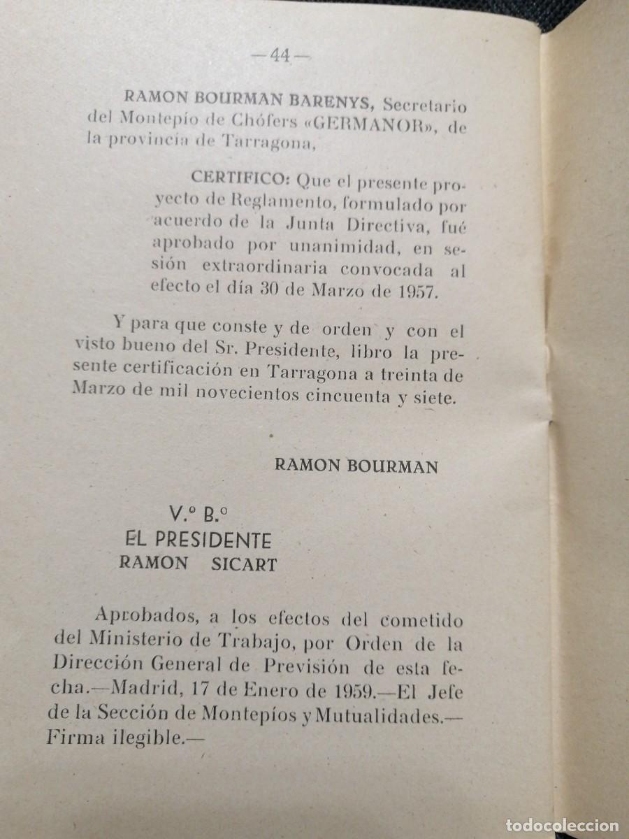 Libros: Reglamento montepio ch&oacute;feres Tarragona - Foto 4
