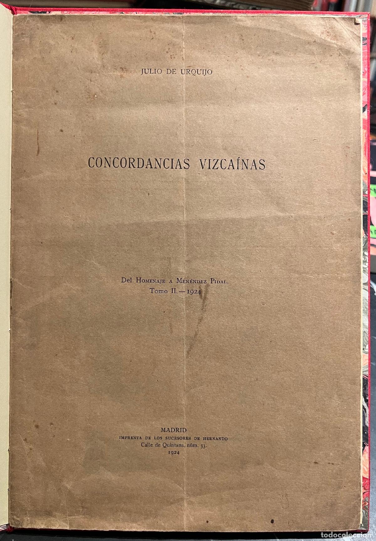 books: Concordancias vizca&iacute;nas - Urquijo, Julio de
