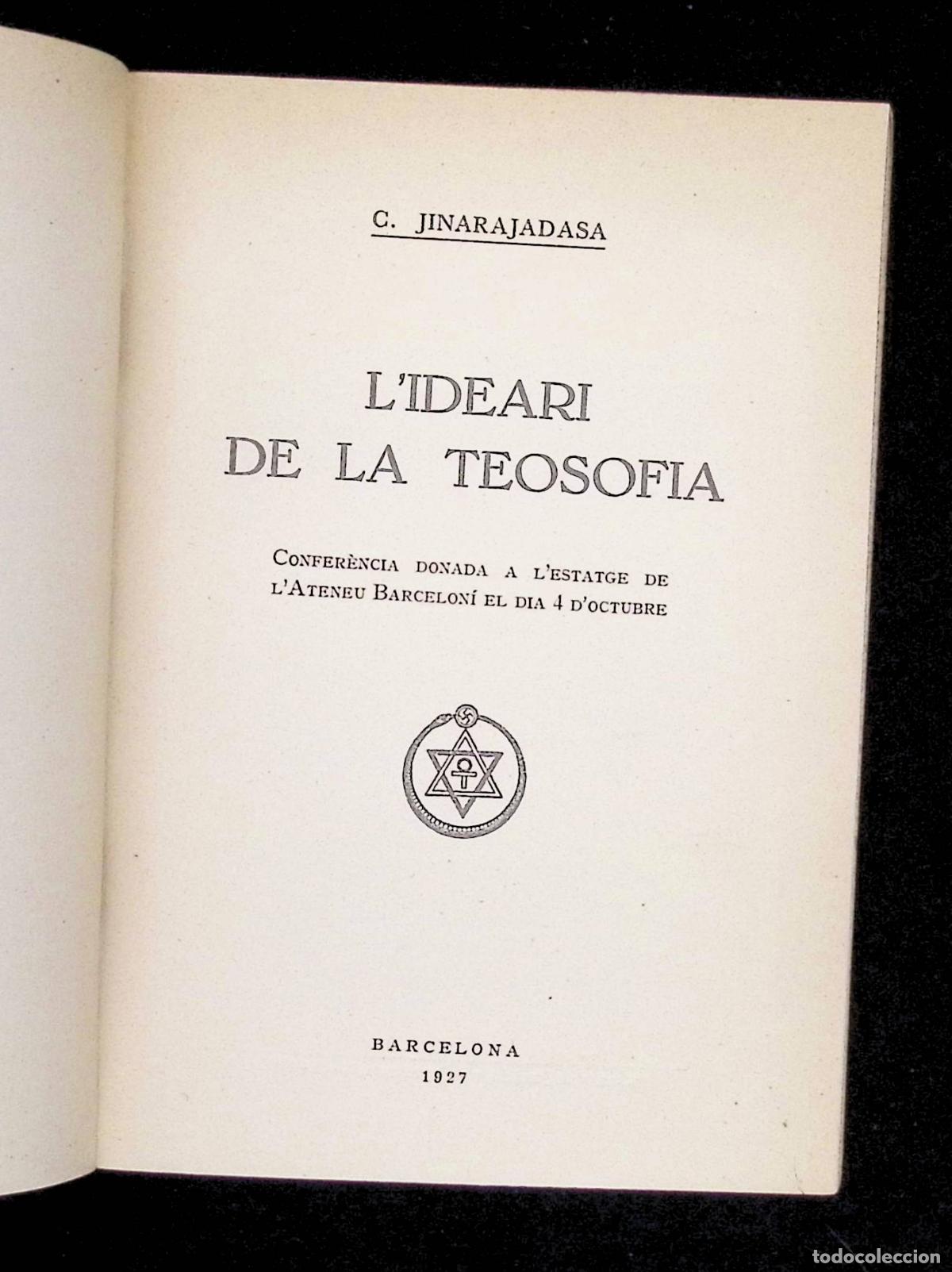 Libros: LIDEARI DE LA TEOSOFIA. Confer&egrave;ncia... - JINARAJADASA, C. - Foto 2