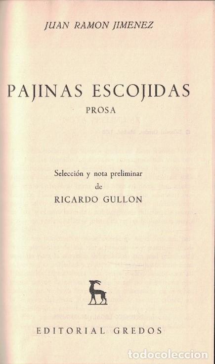 Libros: P&Aacute;JINAS ESCOJIDAS. Prosa. - Jim&eacute;nez. Juan Ram&oacute;n, - Foto 1