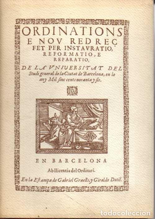 Libros: ORDINATIONS E NOU REDRE&Ccedil; DE LA UNIVERSITAT DE BARCELONA 1596. - AN&Oacute;NIMO. - Foto 1