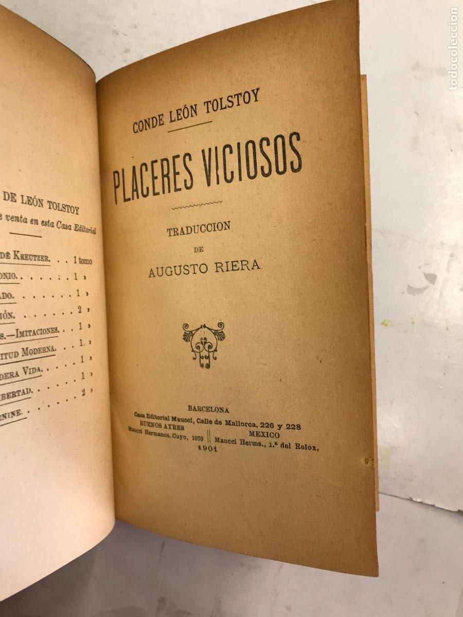 Libros: PLACERES VICIOSOS. - CONDE LE&Oacute;N TOLSTOY. - Foto 1