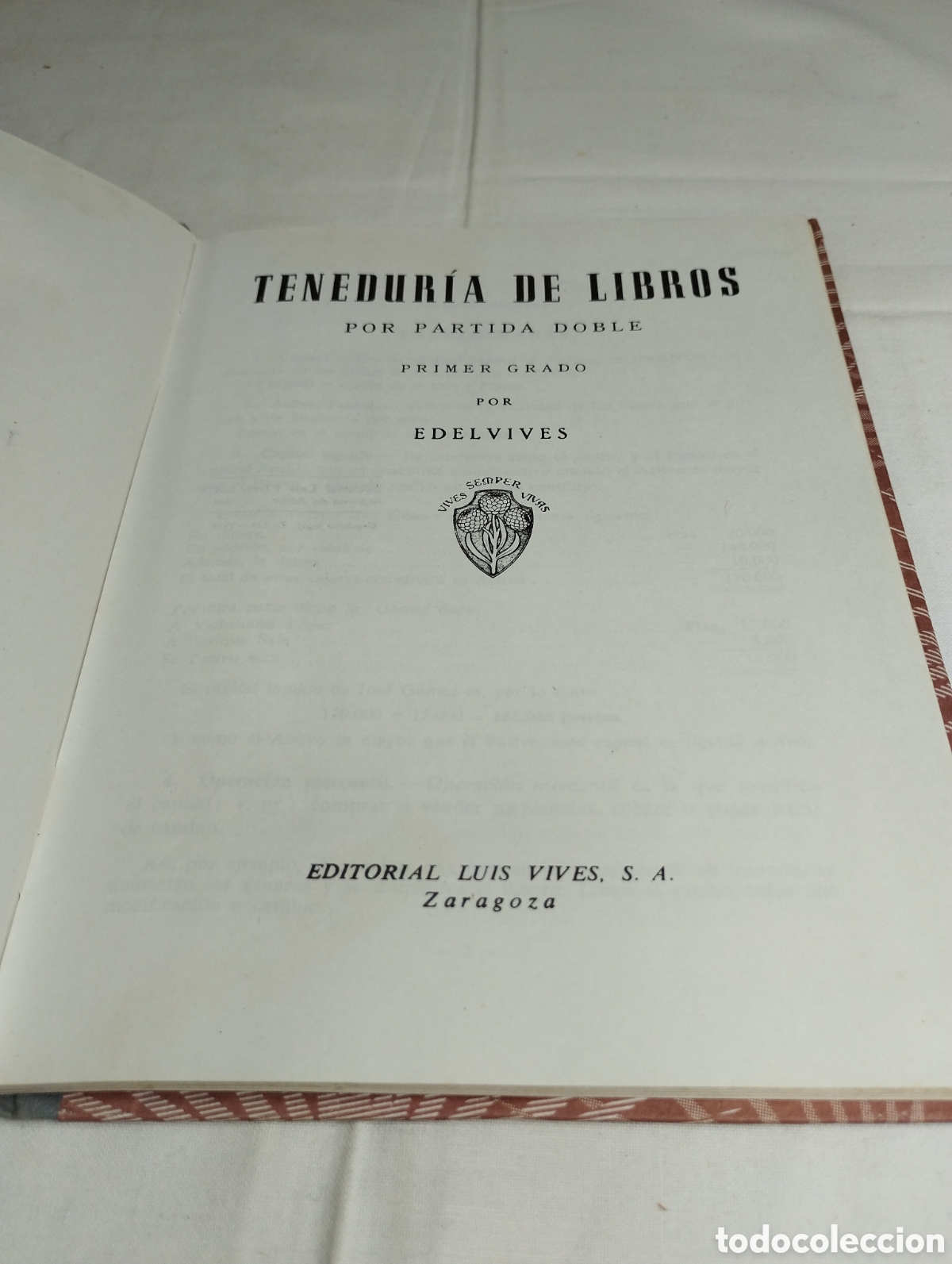 Libros: Tenedur&iacute;a de libros. Primer grado. Edelvives, 1958 - Foto 2