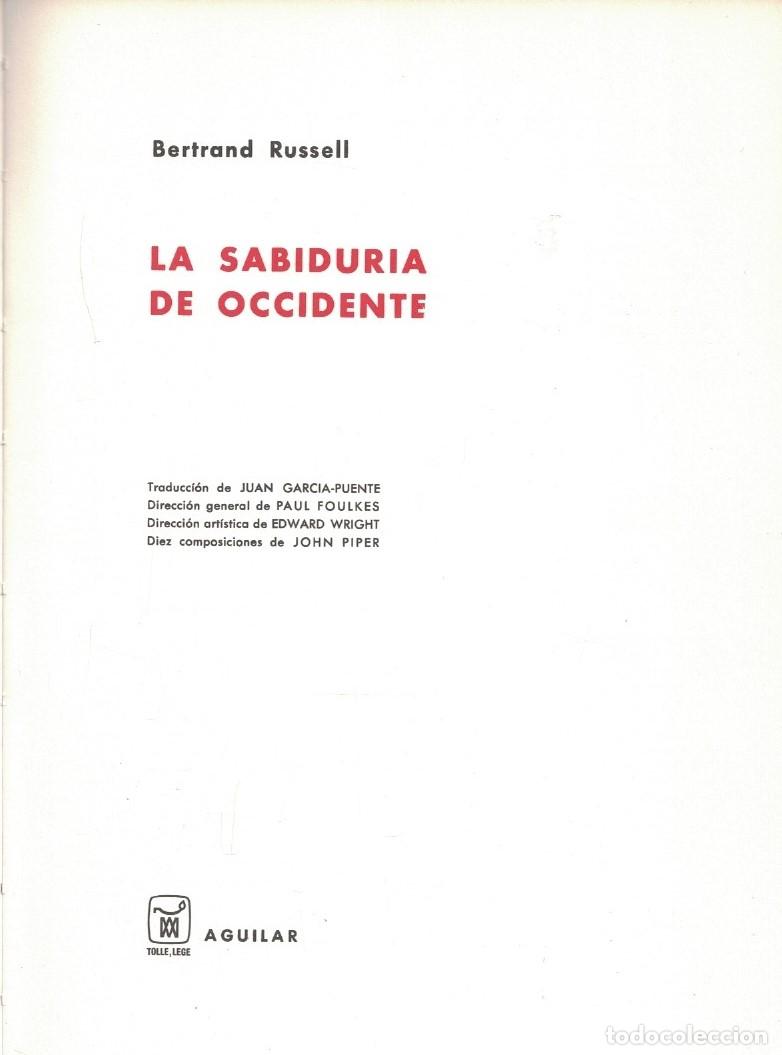Libros: LA SABIDUR&Iacute;A DE OCCIDENTE. - Russell. Bertrand, - Foto 1