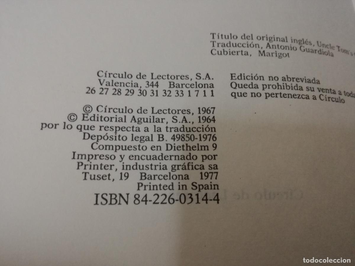 Libros: LIBRO - LA CABA&Ntilde;A DEL TIO TOM - HARRIET BEECHER STOWE - CIRCULO - Foto 2