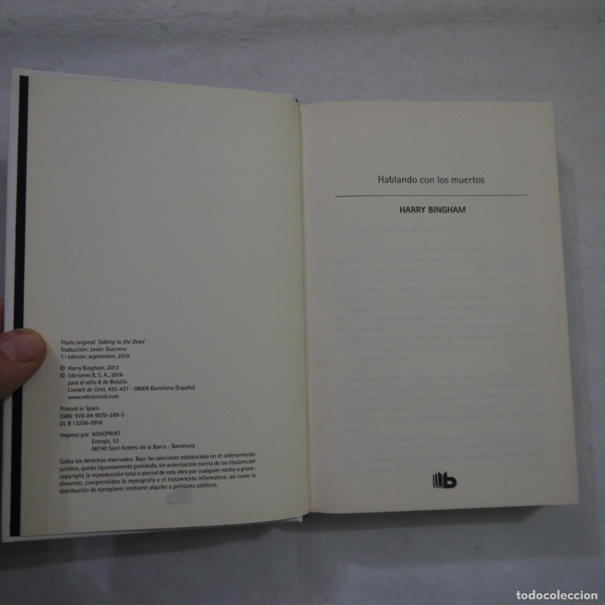 Libros: HABLANDO CON LOS MUERTOS - HARRY BINGHAM - EDICIONES B - 2016 - 1.&ordf; EDICI&Oacute;N - Foto 4