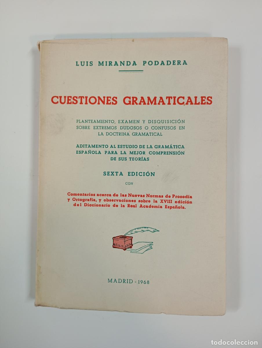 Libros: Cuestiones gramaticales - 1968. - Luis Miranda Podadera. TDK379 - Foto 1