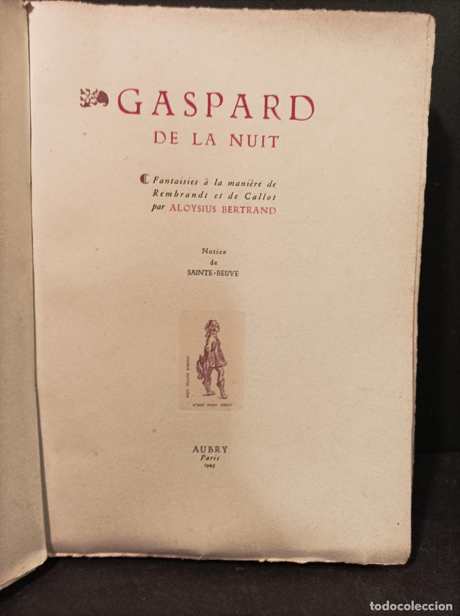 Libros: BERTRAND, Aloysius.- - Gaspard de la nuit. - Foto 1