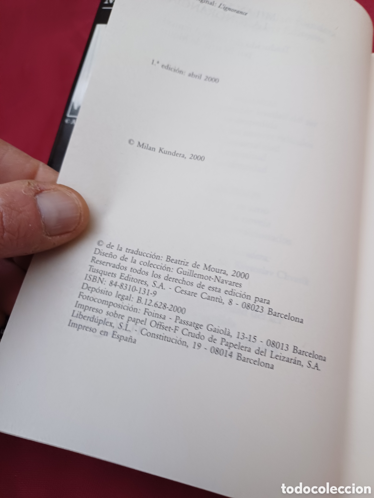 Libros: LIBRO, LA IGNORANCIA, MILAN KUNDERA, A&Ntilde;O 2000 - Foto 6