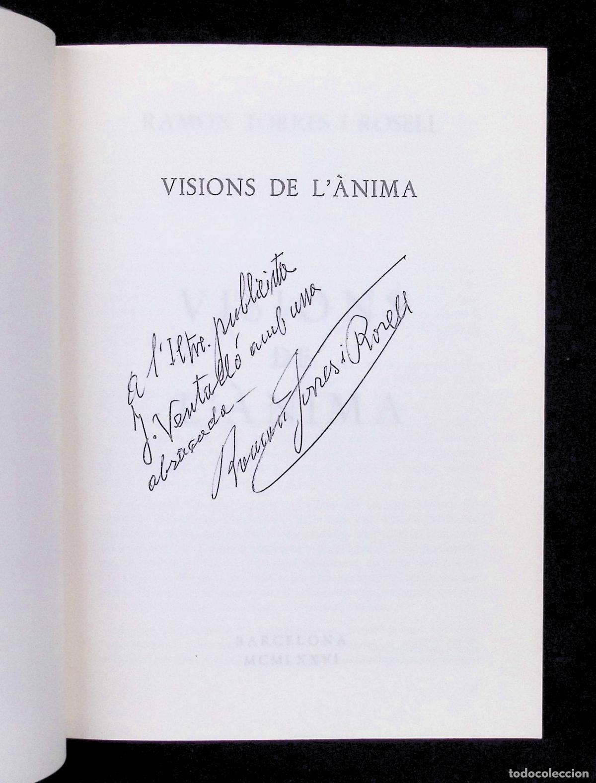 Libros: VISIONS DE L&Agrave;NIMA. - TORRES I ROSELL, Ramon. Dedicat&ograve;ria aut&ograve;grafa. - Foto 2