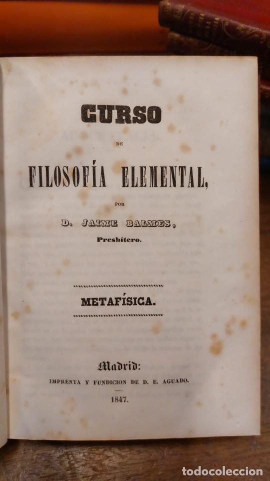 Libros: METAFISICA. CURSO DE FILOSOFIA ELEMENTAL. - BALMES, Jaime. - Foto 2