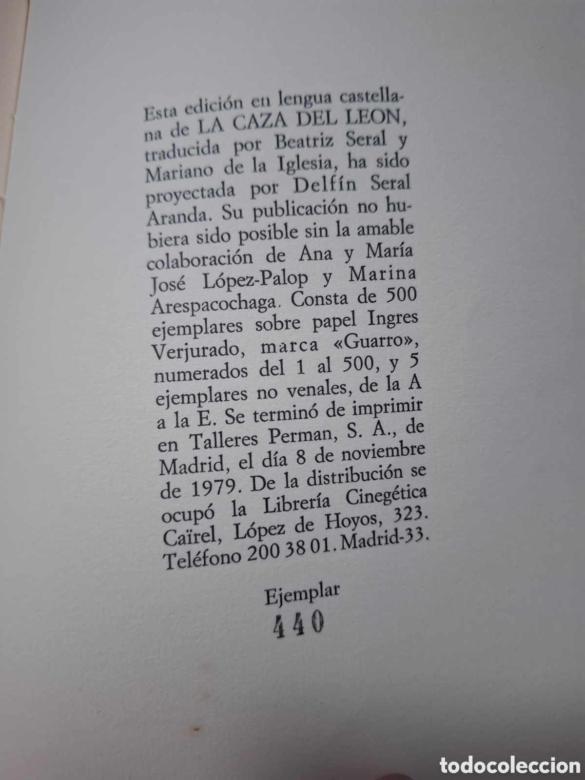 Libros: JULES GERARD LA CAZA DEL LEON CAIREL EDICIONES. NUMERO 440/500 EJEMPLARES - Foto 5