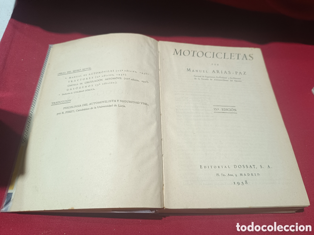 Libros: Libro Motocicletas de M . ARIAS - PAZ 13a Edici&oacute;n 1958 - Foto 4