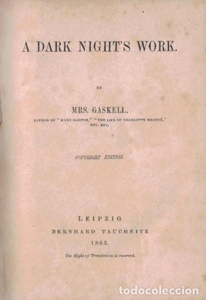 Libros: A DARK NIGHT&rsquo;S WORK. - Gaskell. MRS., - Foto 1