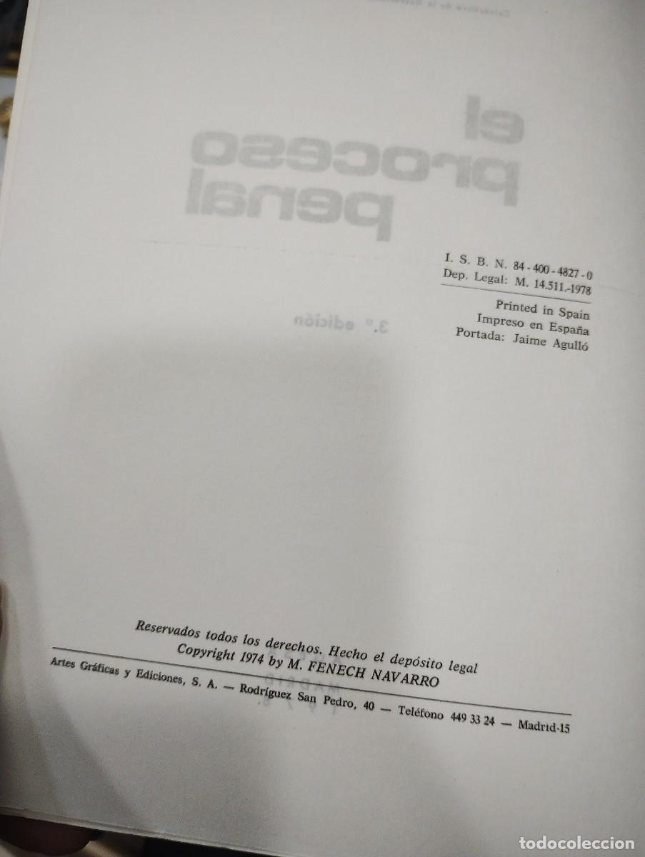 Libros: EL PROCESO PENAL, FENECH NAVARRO 1978 - Foto 2