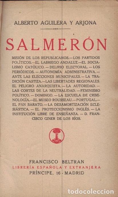 Libros: SALMER&Oacute;N. - Aguilera y Arjona. Alberto, - Foto 1