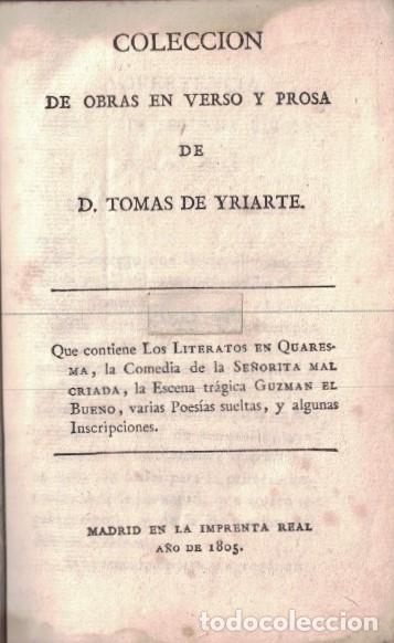 Libros: COLECCI&Oacute;N DE OBRAS EN VERSO Y PROSA. - Yriarte. Tom&aacute;s de, - Foto 1