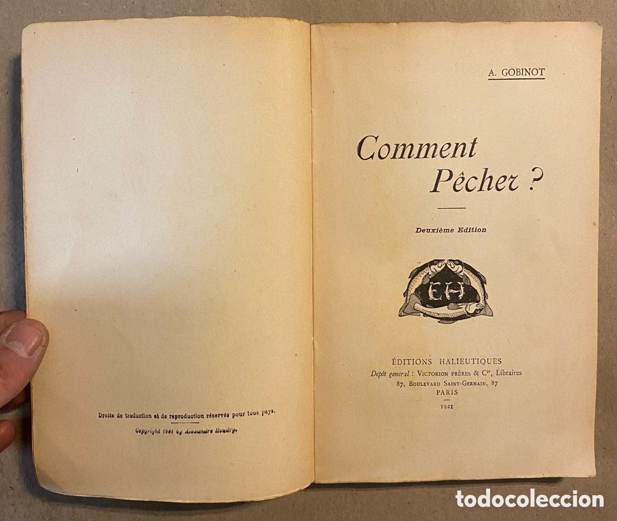 Libros: COMMENT PECHER?. A. GOBINOT. &Eacute;DITIONS HALIEUTIQUES 1921. - Foto 2