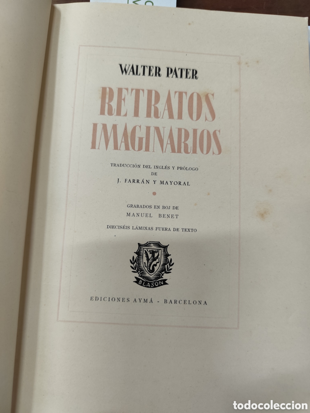 Libros: RETRATOS IMAGINARIOS. A&ntilde;o 1942 - PATER,Walter - Foto 3