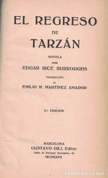 Libros: EL REGRESO DE TARZ&Aacute;N. - Rice Burroughs. Edgar, - Foto 1