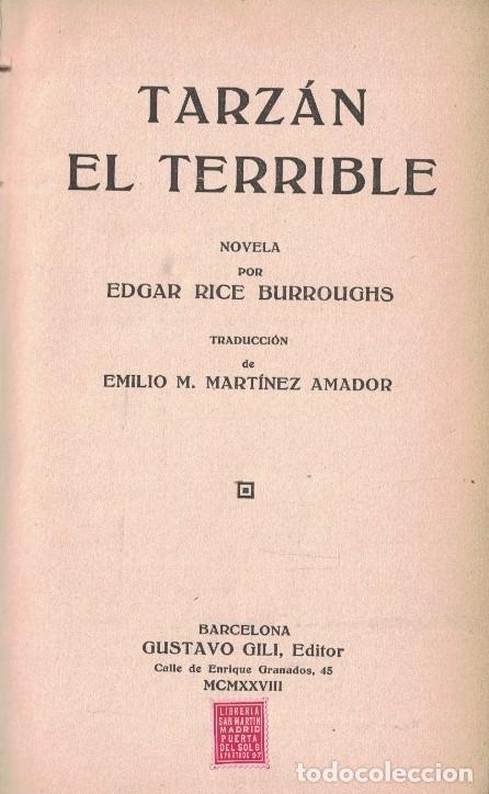 Libros: TARZ&Aacute;N EL TERRIBLE. - Rice Burroughs. Edgar, - Foto 1
