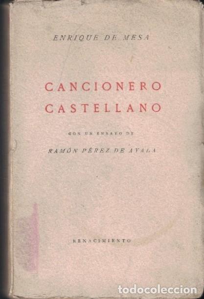 Libros: CANCIONERO CASTELLANO. - Mesa. Enrique de, - Foto 1