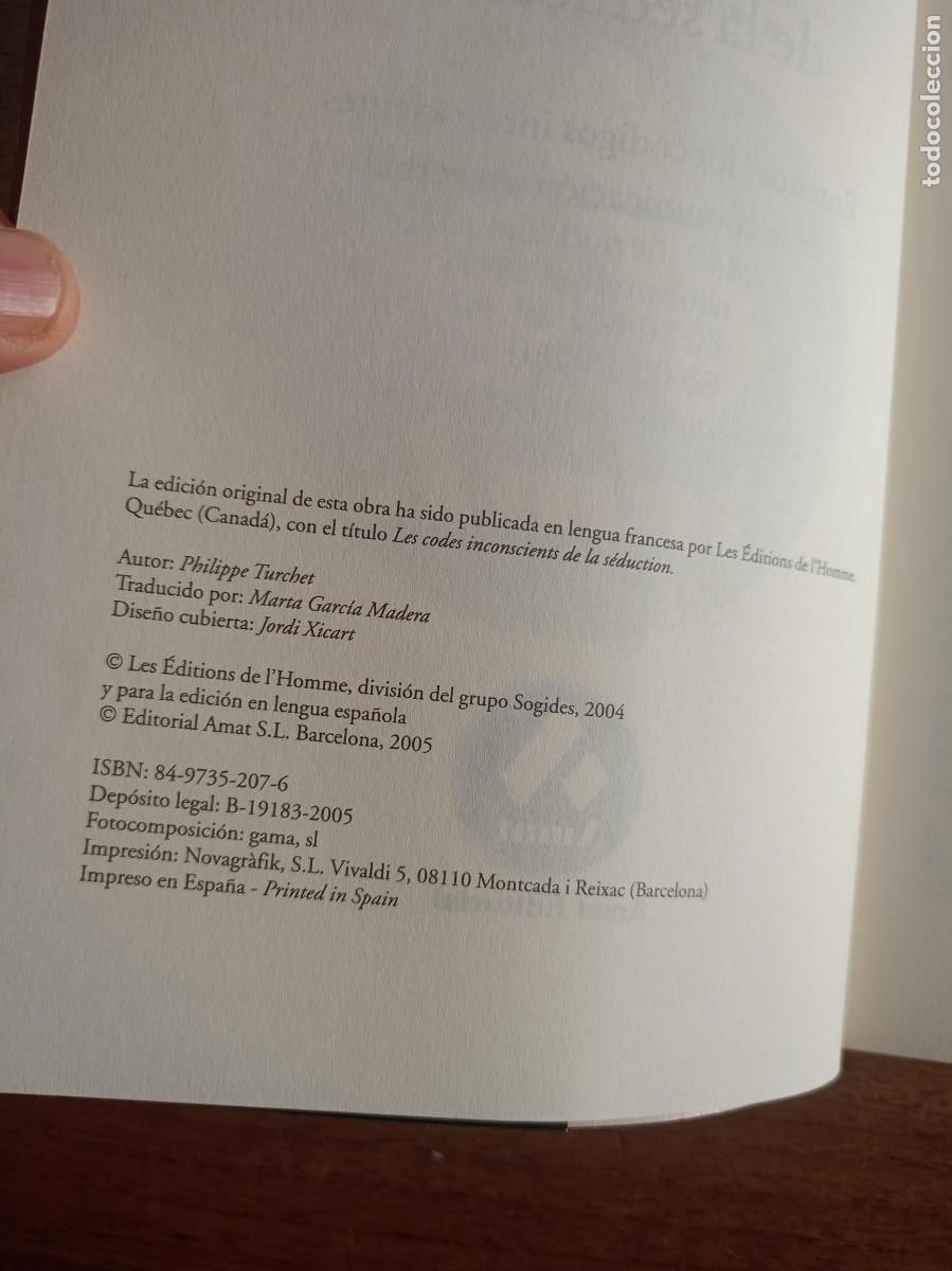 Libros: EL LENGUAJE DE LA SEDUCCI&Oacute;N. PHILIPPE TURCHET. ED. AMAT. 2005 - Foto 4