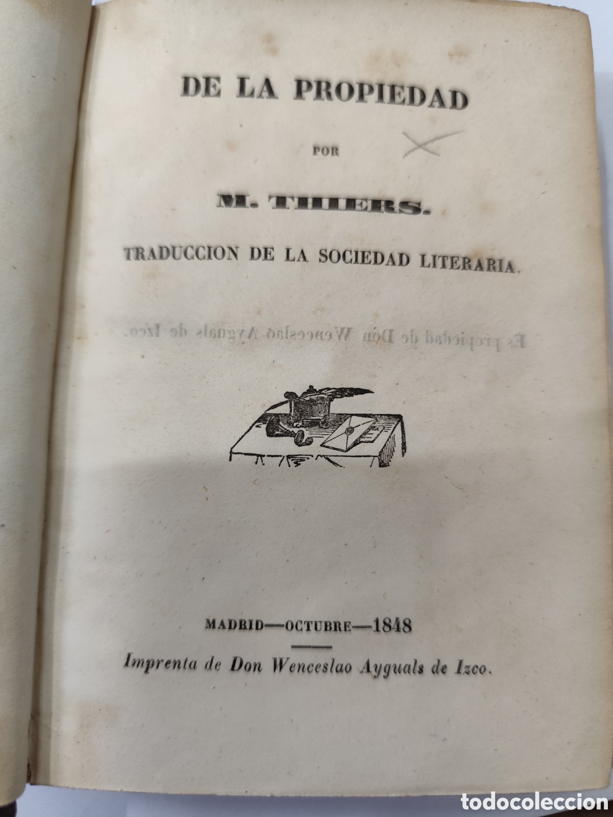 Libros: DE LA PROPIEDAD . A&ntilde;o 1848 - THIERS,M. - Foto 2