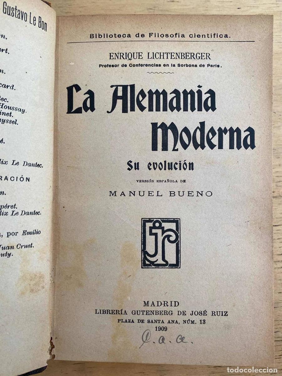 Livres: La alemania moderna. Su evolucion - Enrique Lichtenberger