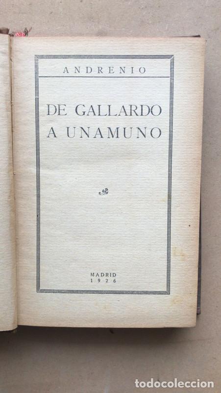 Libros: De Gallardo a Unamuno - Andrenio - Foto 1