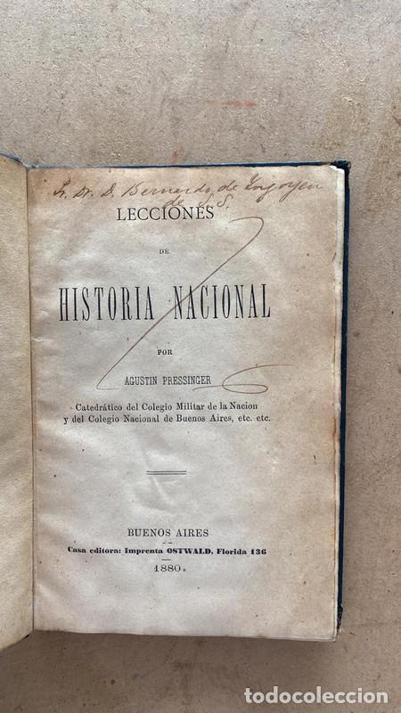Libros: Lecciones de historia nacional - Agustin Pressinger