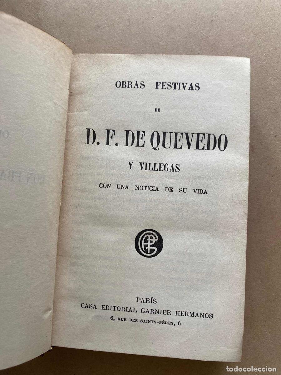 books: Obras festivas de D.F. de Quevedo y Villegas con una noticia de su vida. - De Quevedo y Villegas