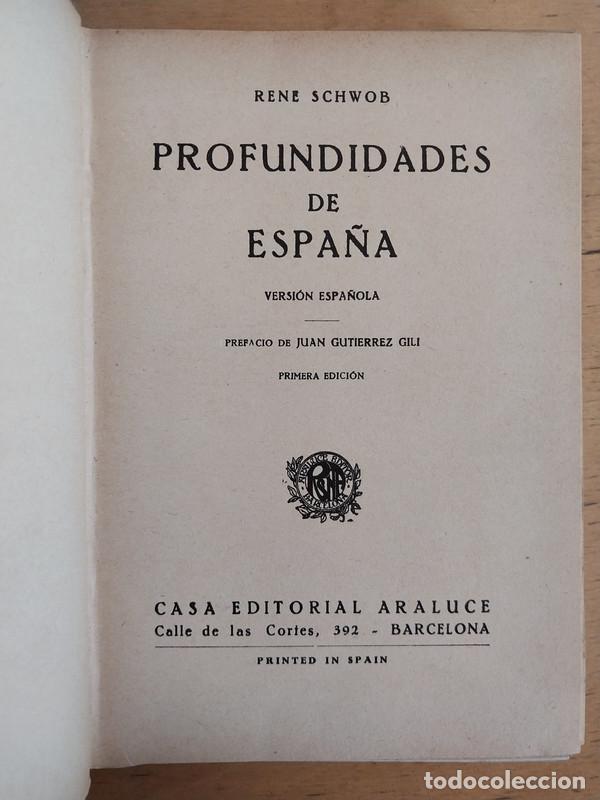 Libros: Profundidades de Espa&ntilde;a - Rene Schwob - Foto 1