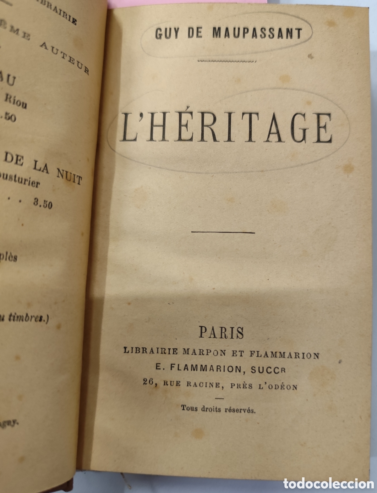 Libros: L HERITAGE. 1&ordf; Edici&oacute;n. A&ntilde;o 1900 - MAUPASSANT,Guy de - Foto 2