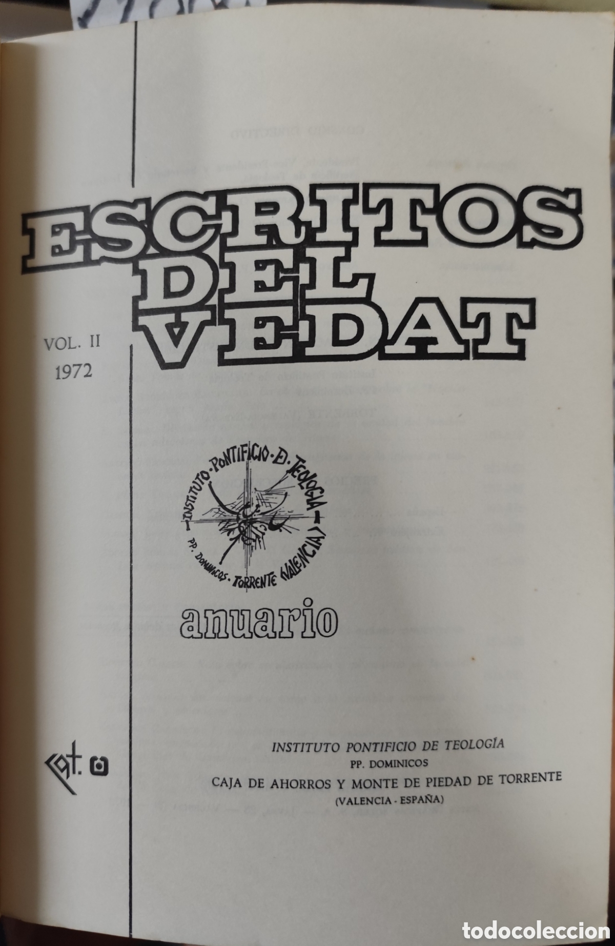 Libros: ESCRITOS DEL VEDAT. Vol. II - ANUARIO. - Foto 2