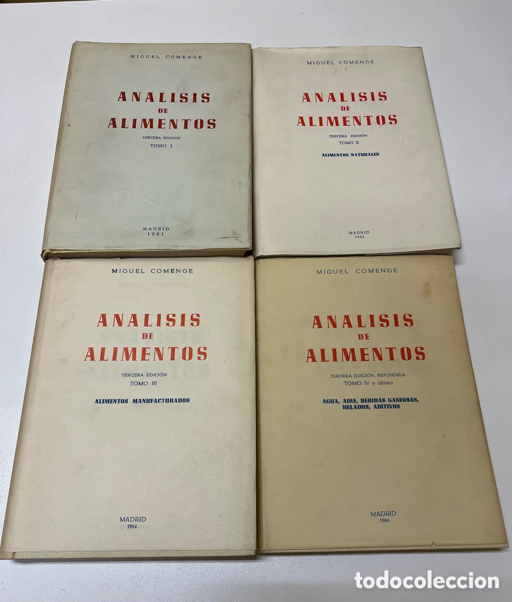 Libros: An&aacute;lisis de Alimentos, Miguel Comenge. Cuatro tomos. - Foto 1