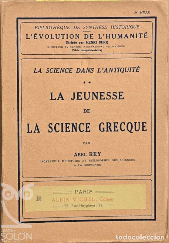 Libros: La jeunesse de la science grecque - Abel Rey - Foto 1