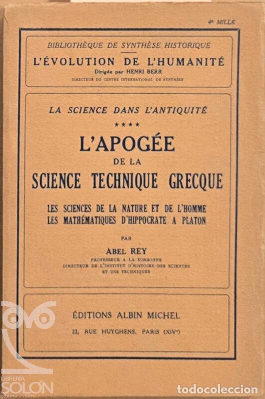Libros: Lapog&eacute;e de la science technique grecque - Abel Rey - Foto 1
