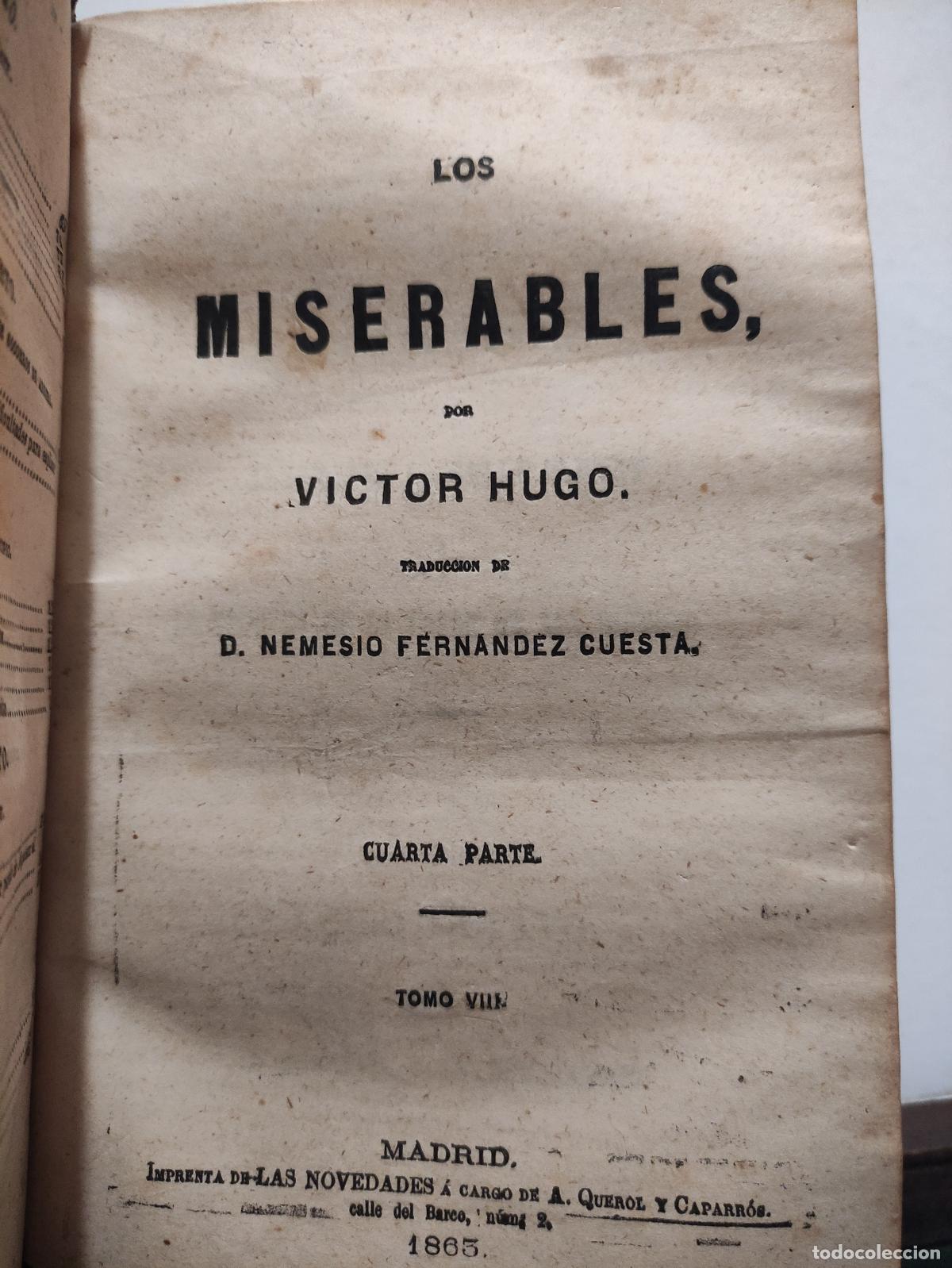 Libros: LOS MISERABLES - 5 TOMOS - 1862 - 1863 - VICTOR HUGO - Foto 2