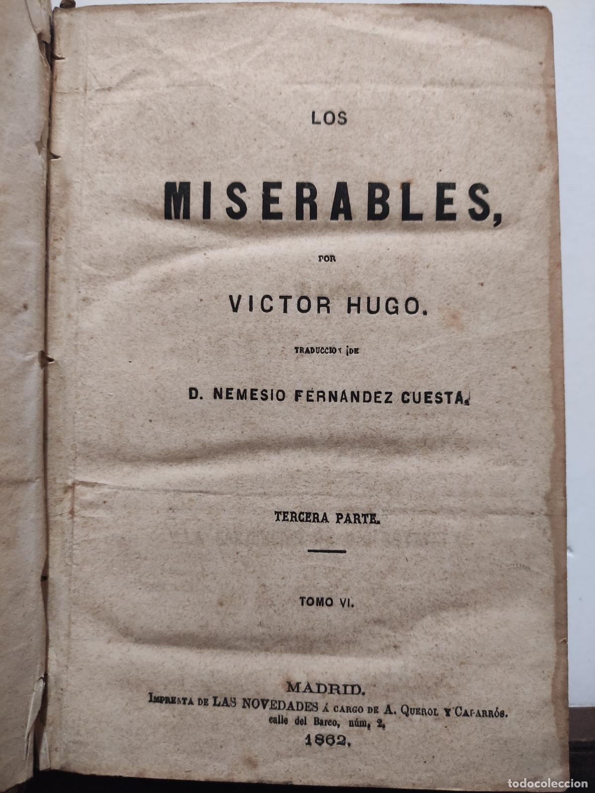 Libros: LOS MISERABLES - 5 TOMOS - 1862 - 1863 - VICTOR HUGO - Foto 7